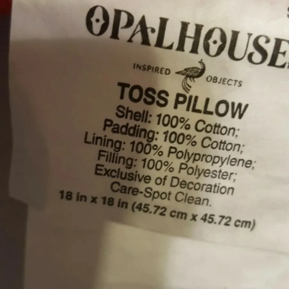 Set of 2 Opalhouse Red Toss Pillows Square 18 in. Mini Poms Christmas Valentines